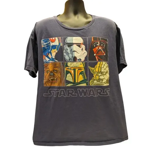 Star Wars Disney Mens 2XL T Shirt Sci Fi Graphic Darth Vader Yoda Chewbacca Boba - Picture 7 of 12